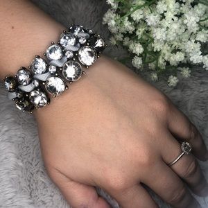 Abercrombie + Fitch Bronze Tone Rhinestone Grey Cord Bracelet